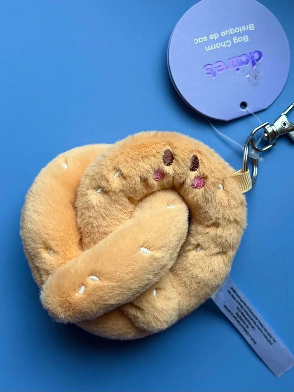 Plush Pretzel Keychain - Soft Tan Kids Accessory